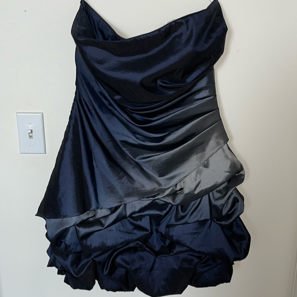 ombré blue semi formal midi dress